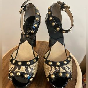 Sexy Michael Kors Peep Toe Snakeskin Studded Platforms